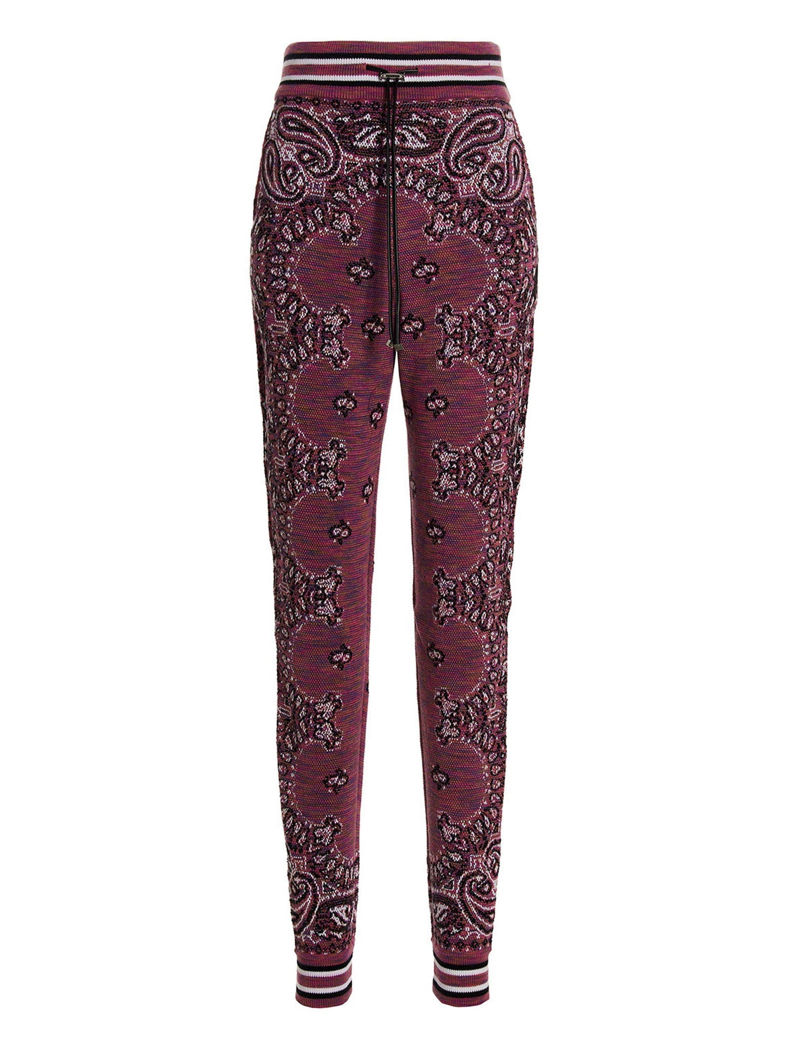 Amiri Space Dye Bandana Cotton Knit Joggers — Burgundy