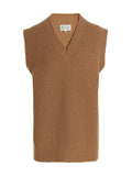 Maison Margiela Ribbed Wool Blend Vest — camel