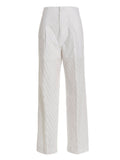 Nude Crystal-Embellished Stretch Trousers — White