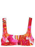 Louisa Ballou Scoop Neckline Print Bikini Top — Red
