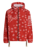 Khrisjoy Bandana-Print Windbreaker Jacket — Red