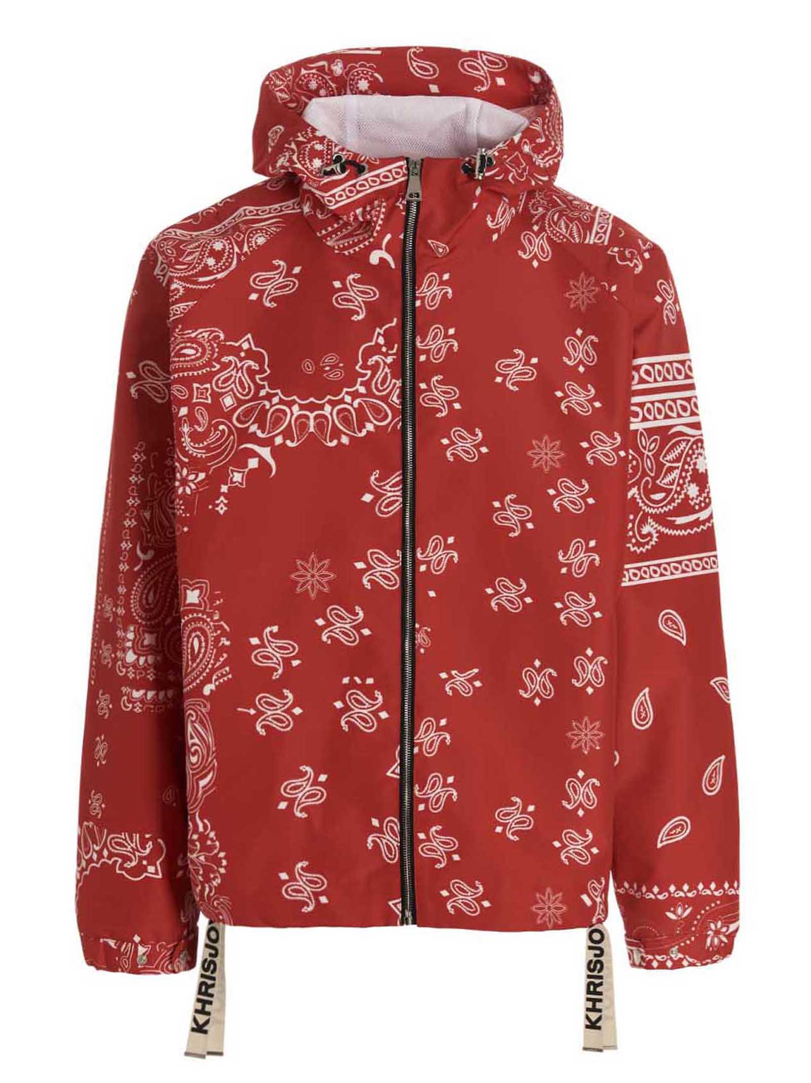 Khrisjoy Bandana-Print Windbreaker Jacket — Red