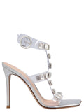 Gianvito Rossi Glass Nappa Leather Stiletto Sandal — Clear