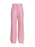 Marni Logo-Embroidered Linen Blend Trousers — Pink