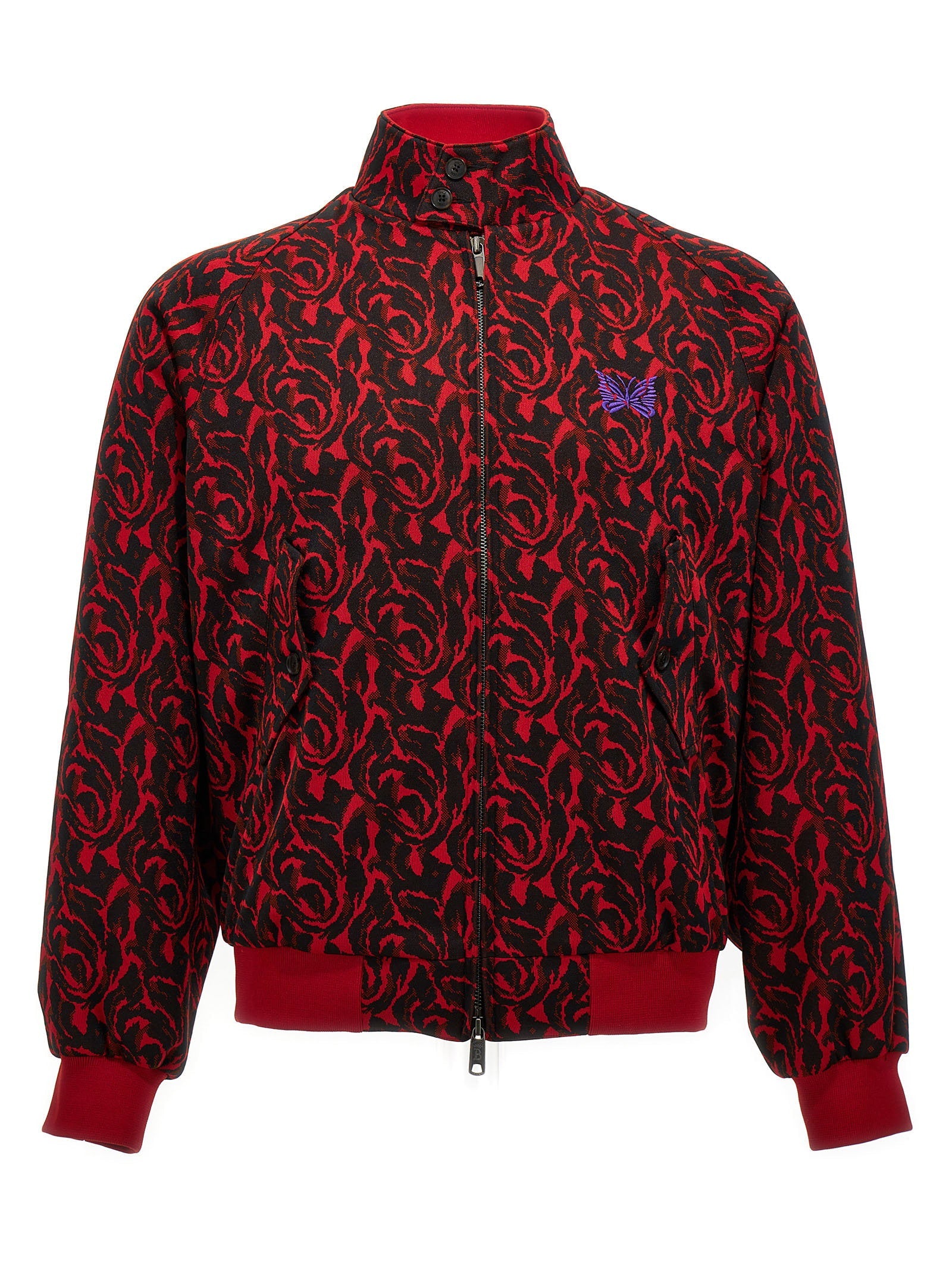 Baracuta Jacquard Patterned Bomber Jacket — Red