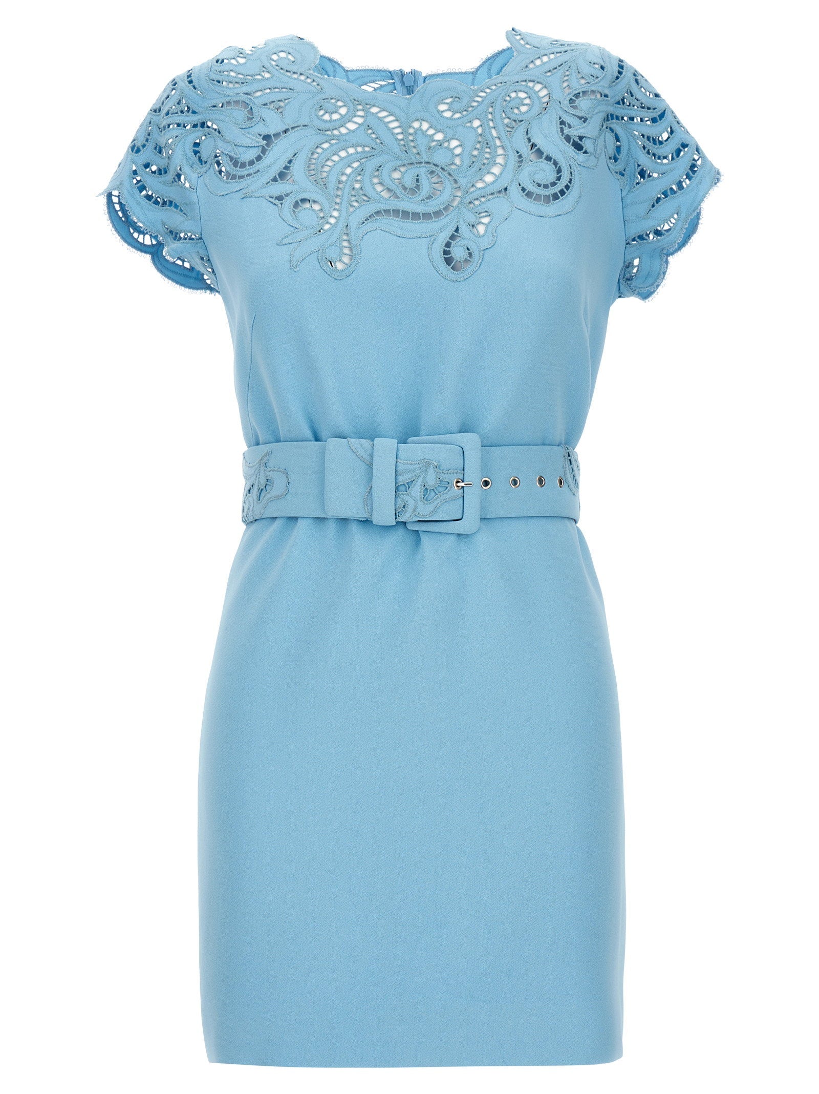 Ermanno Scervino Lace-Trimmed Dress — Blue