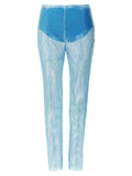 Giuseppe Di Morabito Sequin Mesh Pants — Blue
