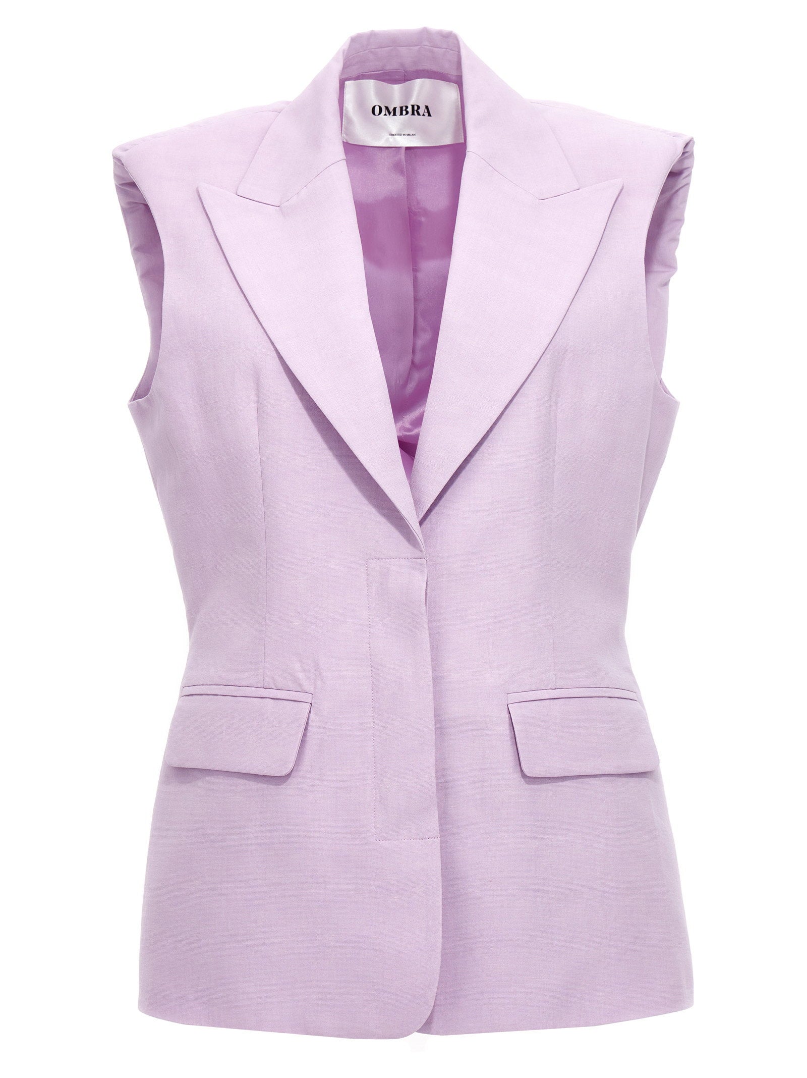 Ombra Milano Cotton-Linen Blend Blazer — Lavender