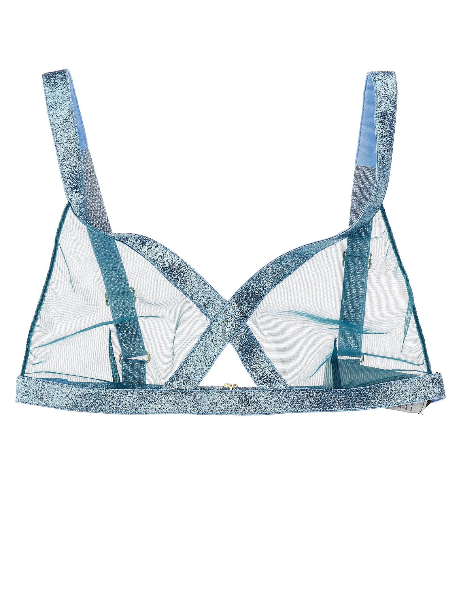 Tom Ford Iridescent Tulle Bikini Top — Blue