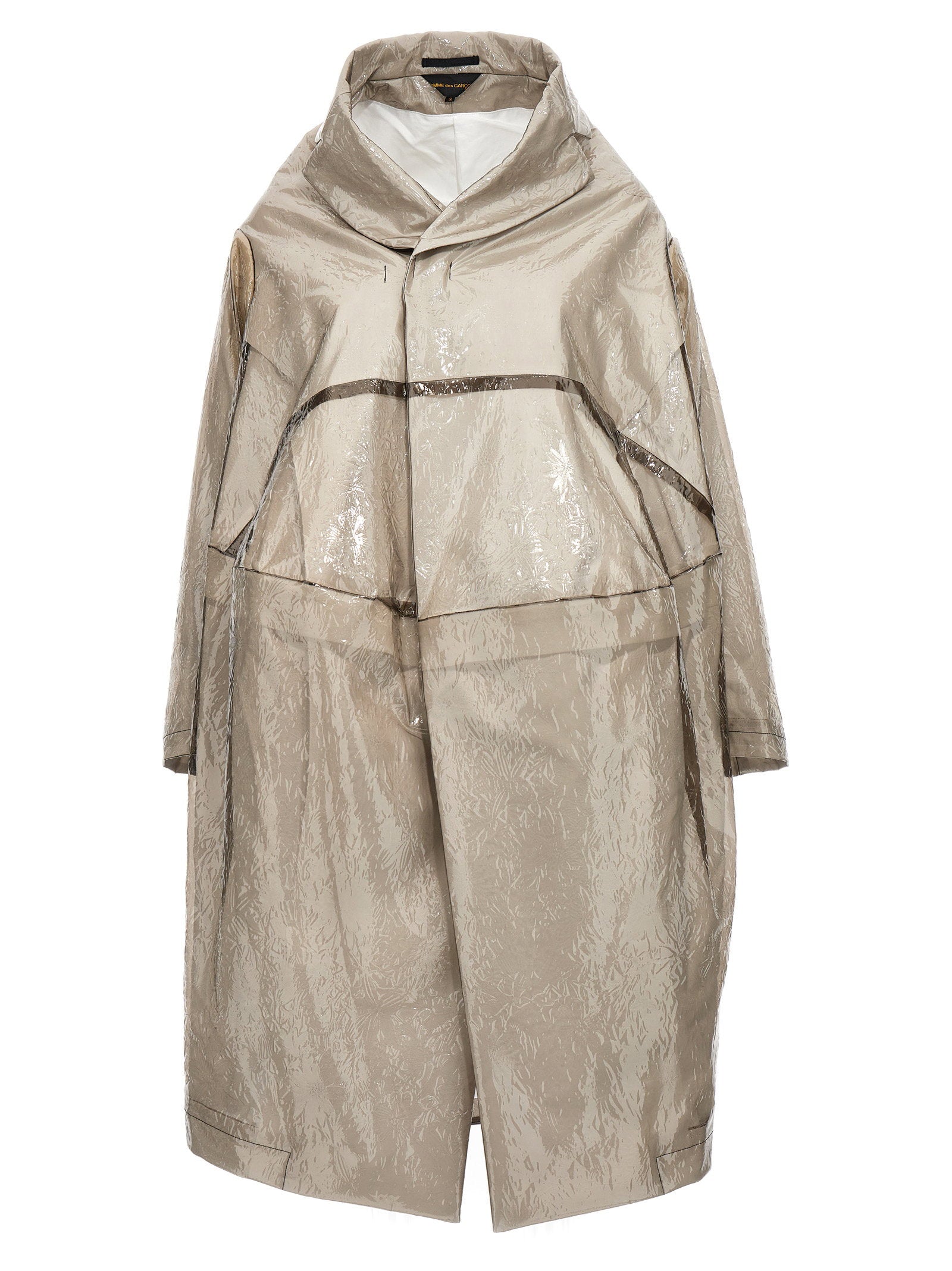 Comme Des Garcons Textured Polyurethane Trench Coat — Beige