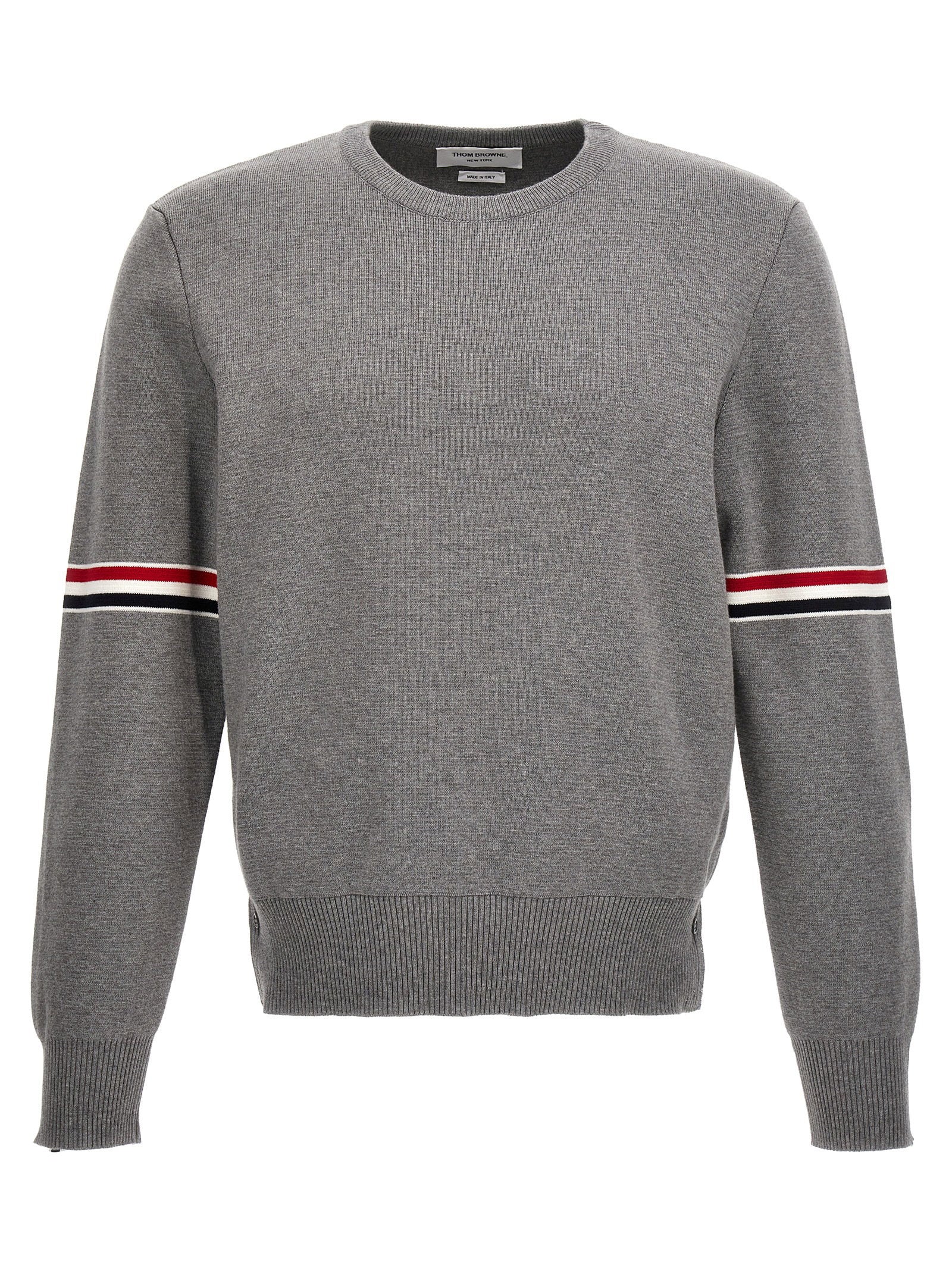Thom Browne Striped Sleeve Sweater — Grey