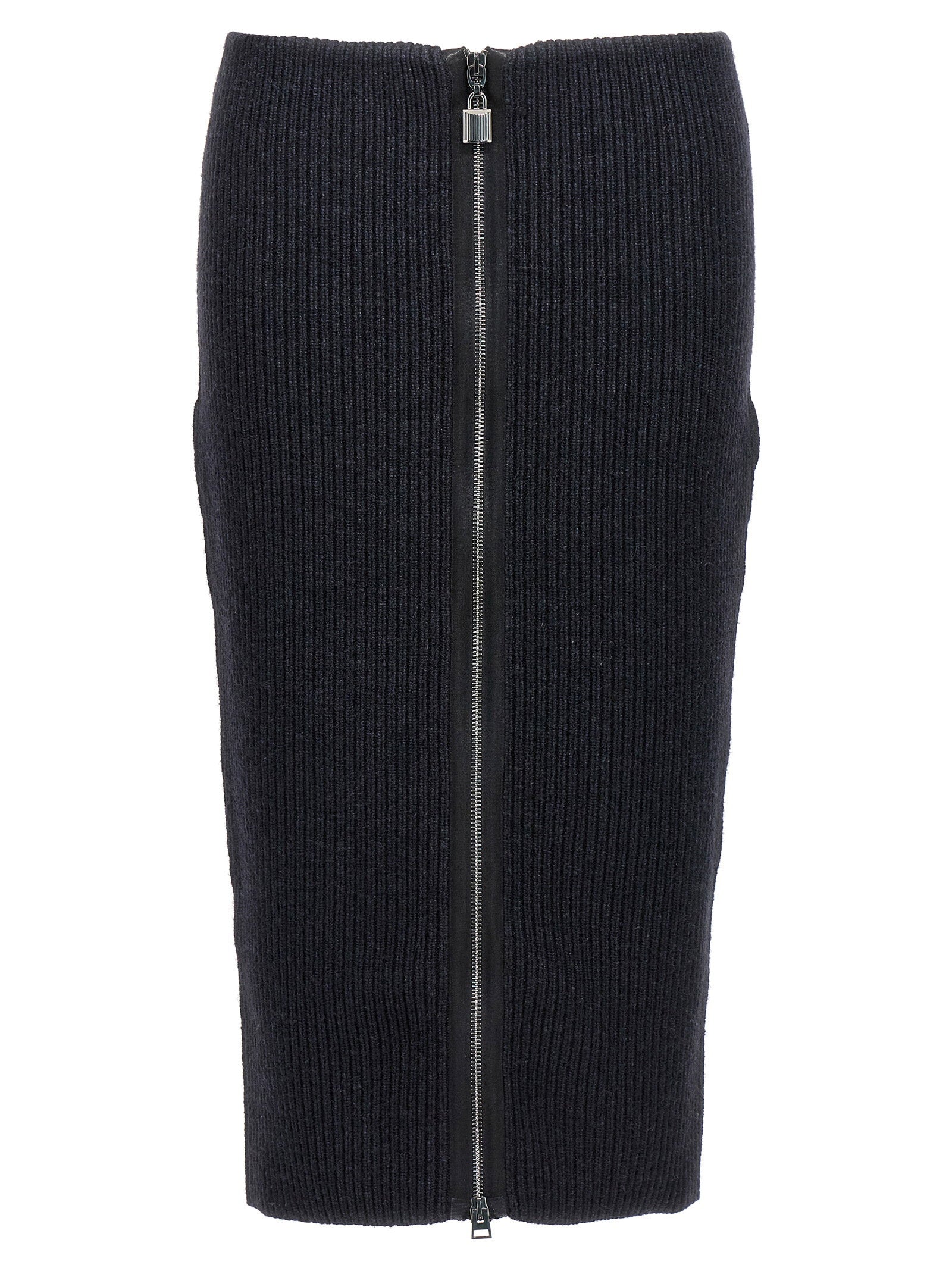 Tom Ford Ribbed Wool Skirt — Black