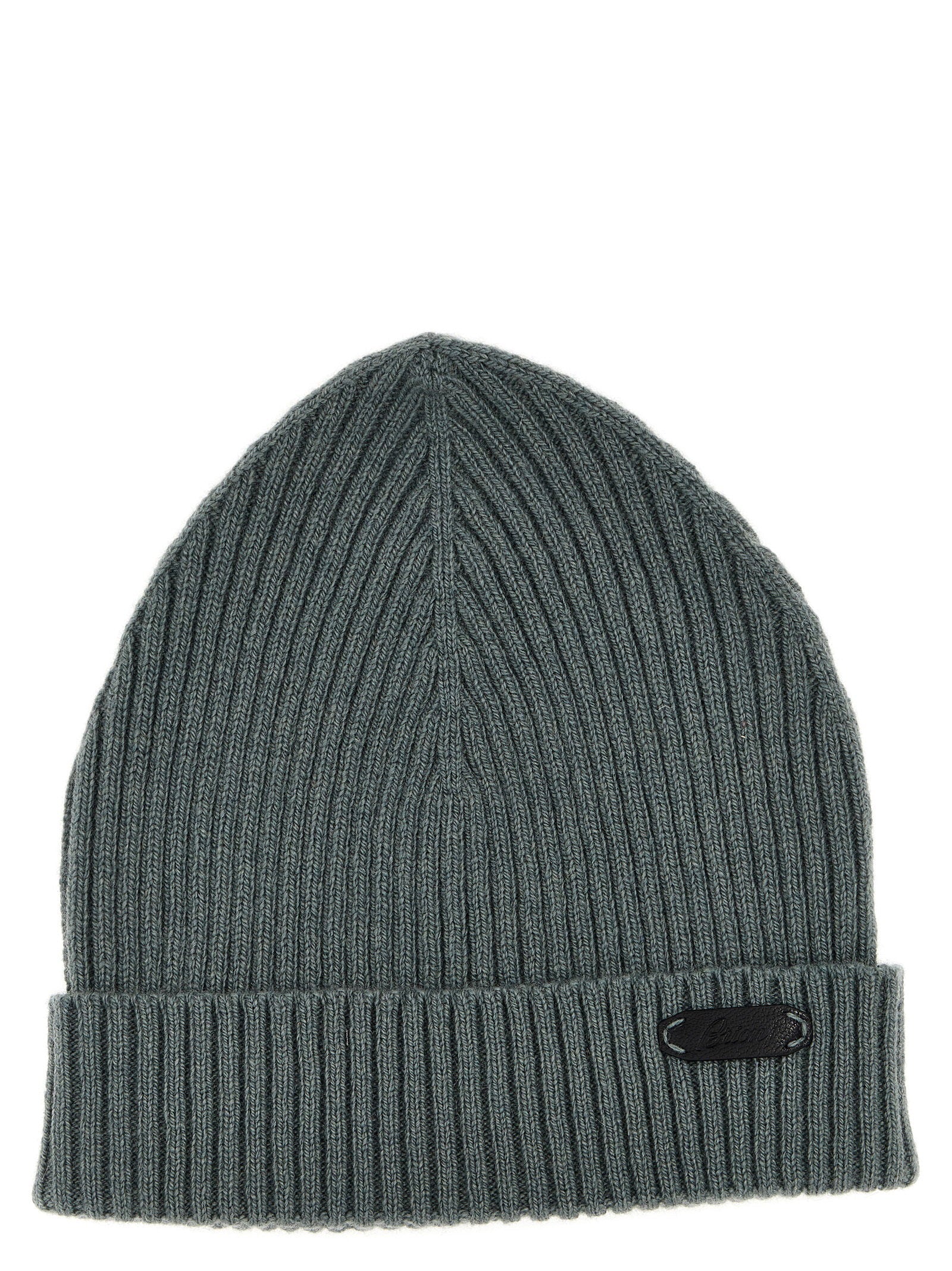 Brioni Cashmere Ribbed Beanie — Gray