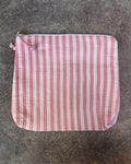 Bolsa de rayas blanco y rosa