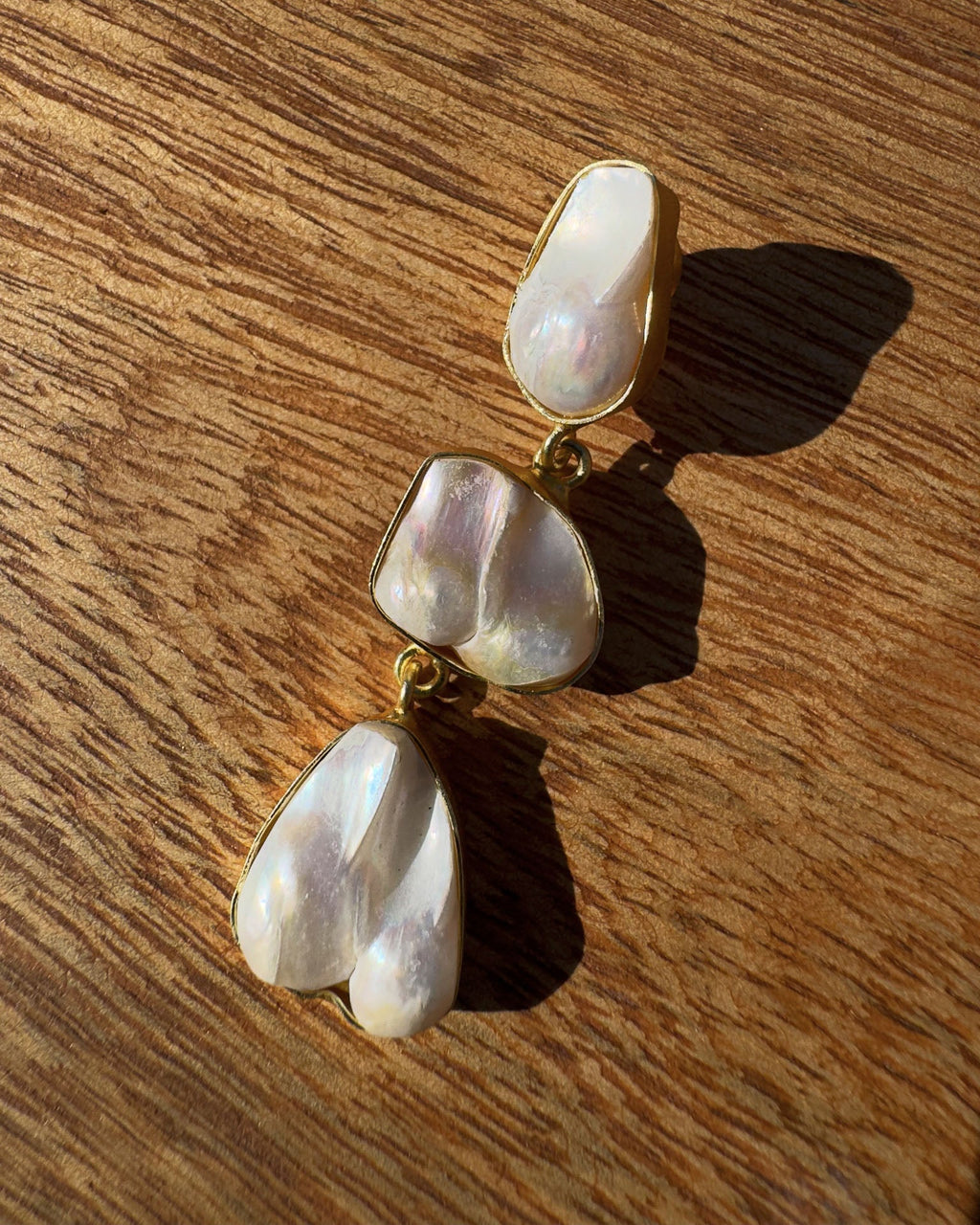 Pendientes de tres perlas