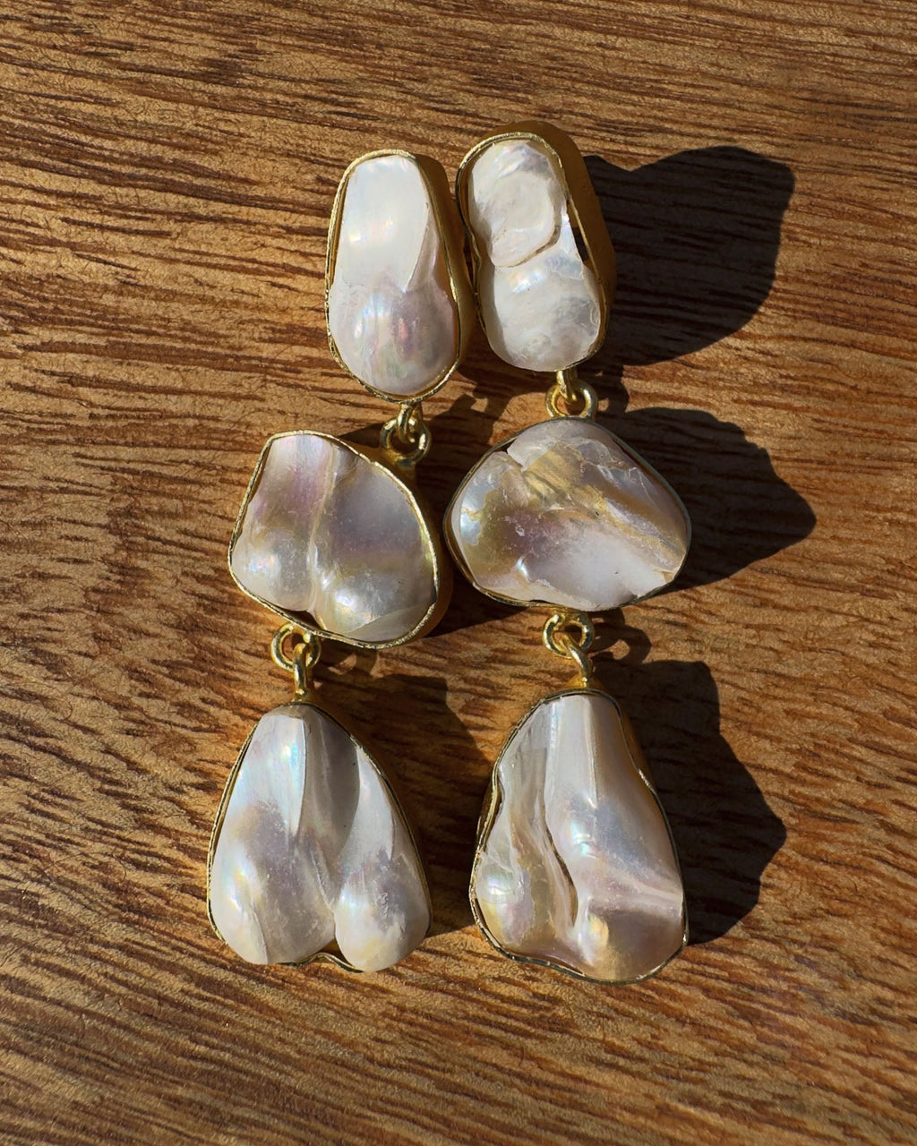Pendientes de tres perlas