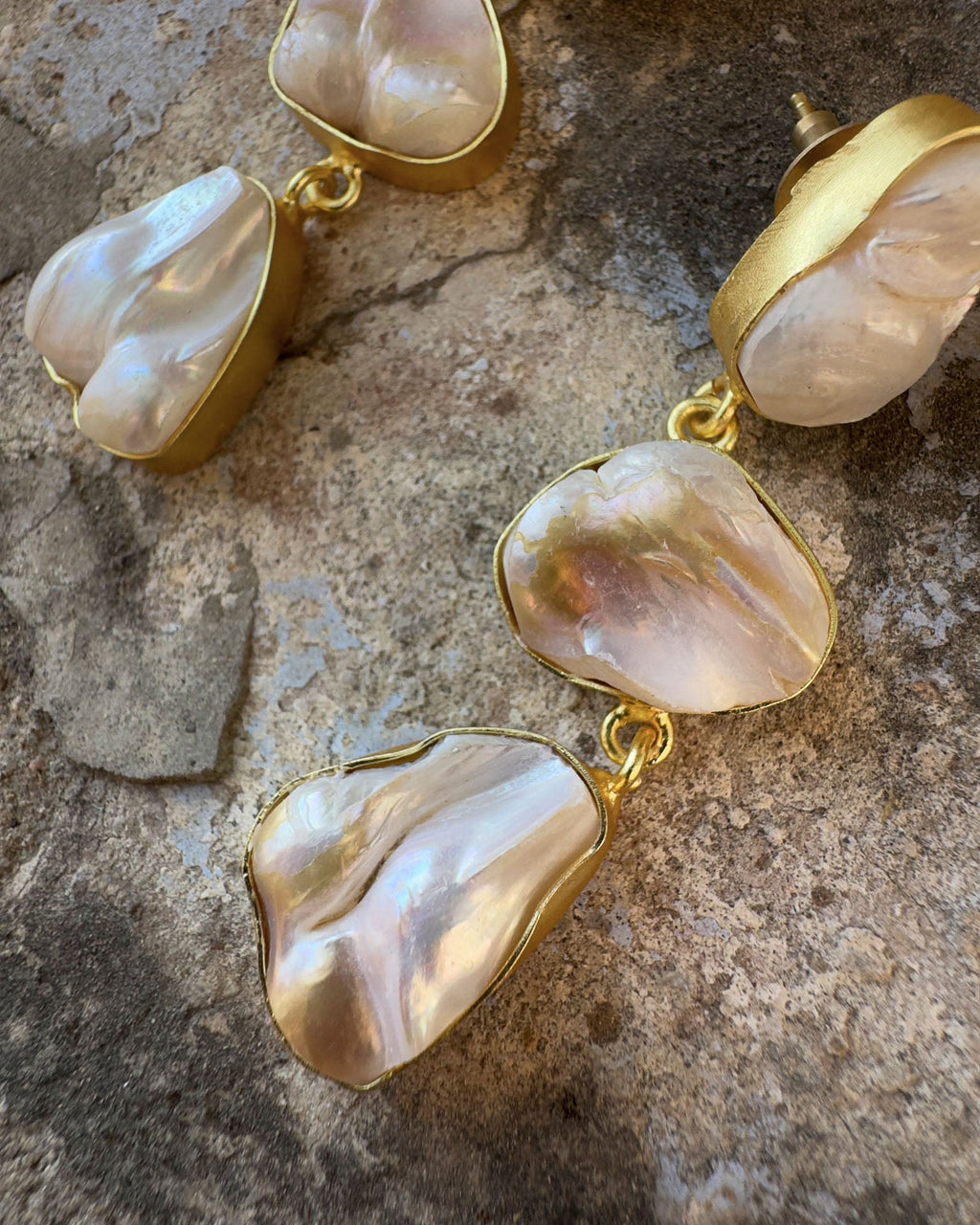 Pendientes de tres perlas