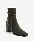 AmberGlow Square Toe Heeled Ankle Boot - Military Green / US 6 | EU 36.5 | UK 4