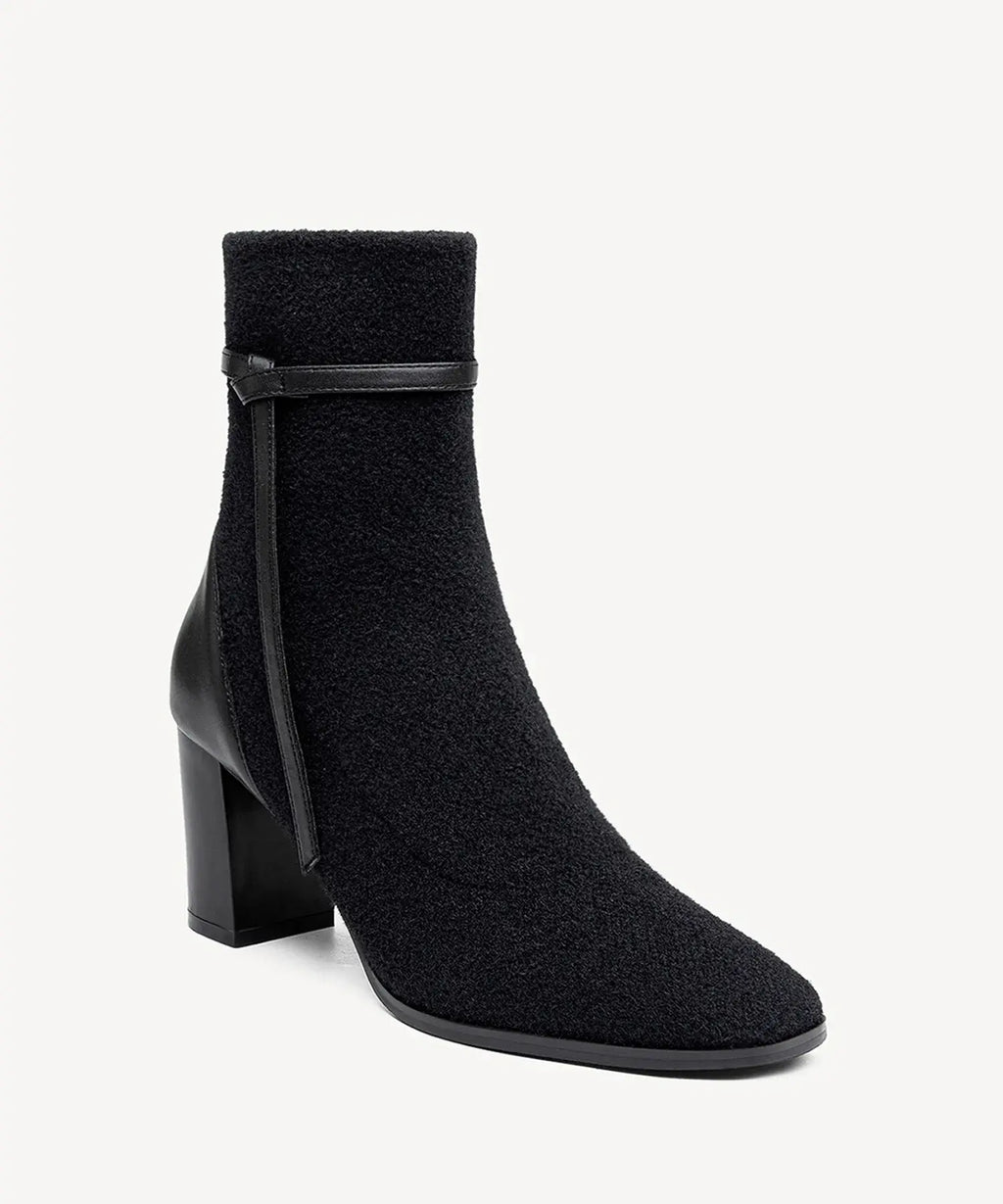 AmberGlow Square Toe Heeled Ankle Boot - Ultra Warm