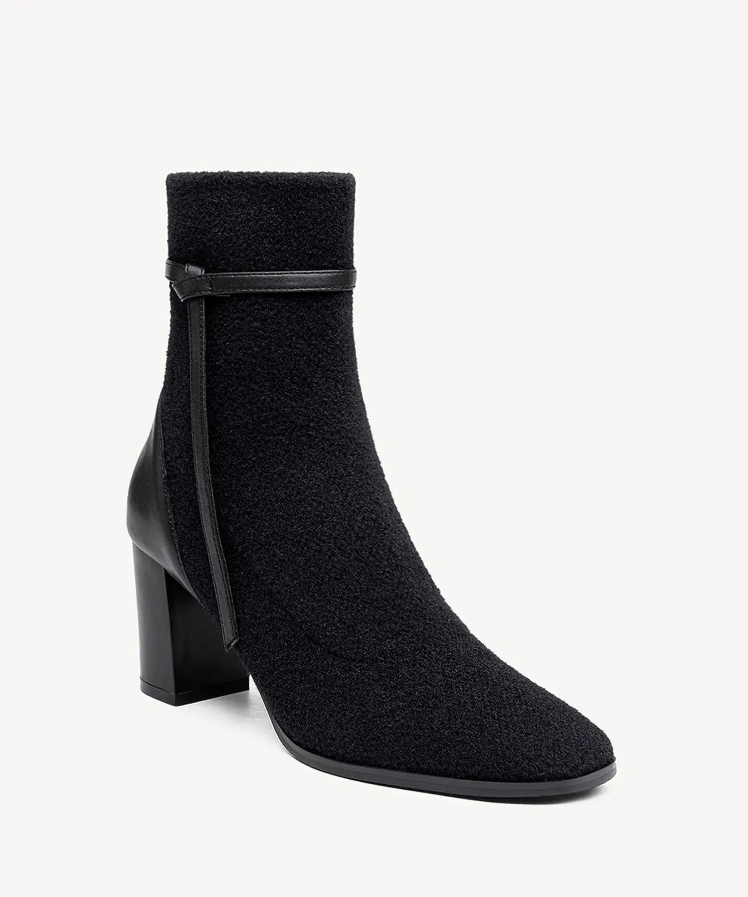 AmberGlow Square Toe Heeled Ankle Boot - Ultra Warm - Outer Fleece / MoonNight / US 9.5 | EU 41 | UK 7.5