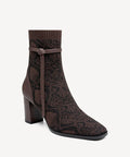 AmberGlow Square Toe Heeled Ankle Boot - Brown Snake Print / US 11 | EU 42.5 | UK 9