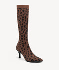 BelleVoyage Minimalist Pointed Toe Heeled Long Boot - Brown Leopard / US 7 | EU 37.5 | UK 5