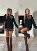 Crewneck Drop Shoulder Solid Knitted Pullover Sweater