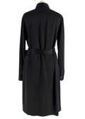 The Row Belted Black Satin Shirt Dress