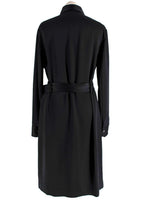 The Row Belted Black Satin Shirt Dress
