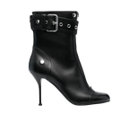 Alexander McQueen Black Buckle Heeled Ankle  Boots