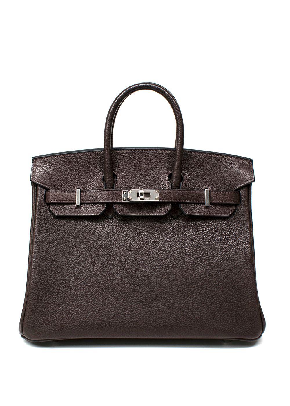 Hermes Birkin 25cm Ebene Barenia Faubourg Leather with Palladium Hardware