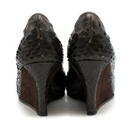 Stephane Kelian Paris Brown Snakeskin Wedges