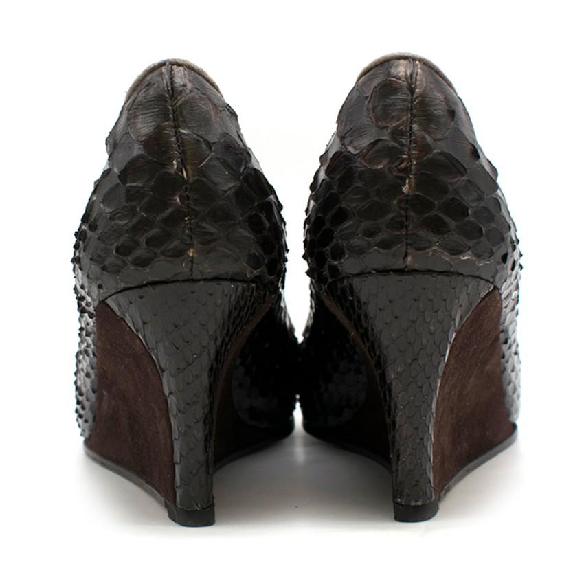 Stephane Kelian Paris Brown Snakeskin Wedges