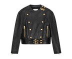 Celine Black Leather Buckle Detail Jacket