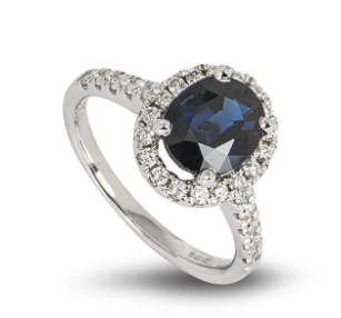 White Gold Sapphire and Diamond Ring