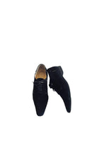 Vintage Black Suede Point Toe Oxford Shoes