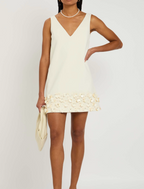 Self Portrait Crystal And Faux-Pearl Embellished Crepe Mini Dress