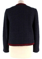 Claudie Pierlot Navy Contrast Trim Tweed Jacket