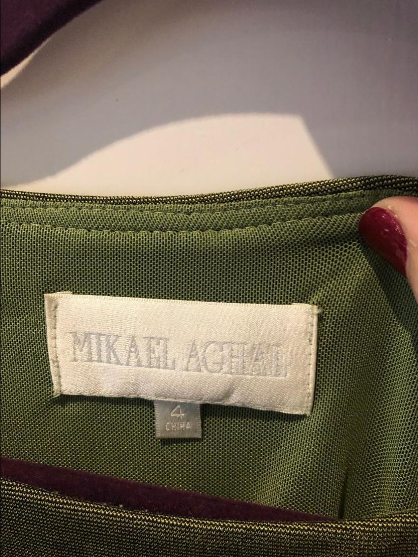 Mikael Aghal One Shoulder Khaki Dress