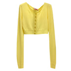 Blumarine Sunshine Yellow Soft Stretch Cropped Cardigan