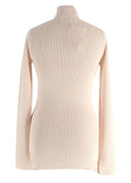 Ganni Cream Ribbed Melange Polo Knit Top