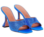 Amina Muaddi Blue Crystal Embellished Alexa Mules