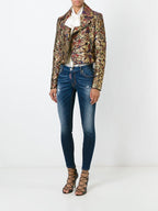 DSquared2 Metallic Gold Brocade Biker Jacket