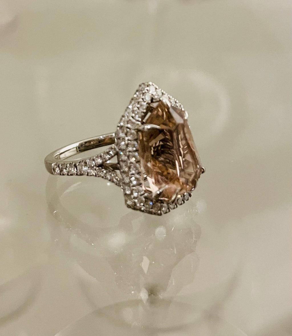 platinum, diamond & tourmaline cocktail ring K 1/2
