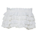 White cotton Broderie Anglaise ruffled crop top