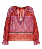 Botech Kaleido Ruffled Cotton-Linen Tunic Top