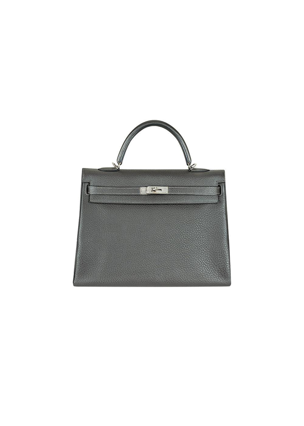 Graphite Veau grey Taurillon Clemence leather Kelly II 35 Retourne bag PHW