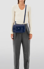 Montblanc Navy Blue Leather Meisterstück Messenger Bag