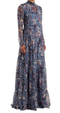 Floral Print Long Sleeved Gown