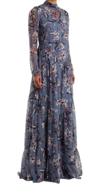 Floral Print Long Sleeved Gown